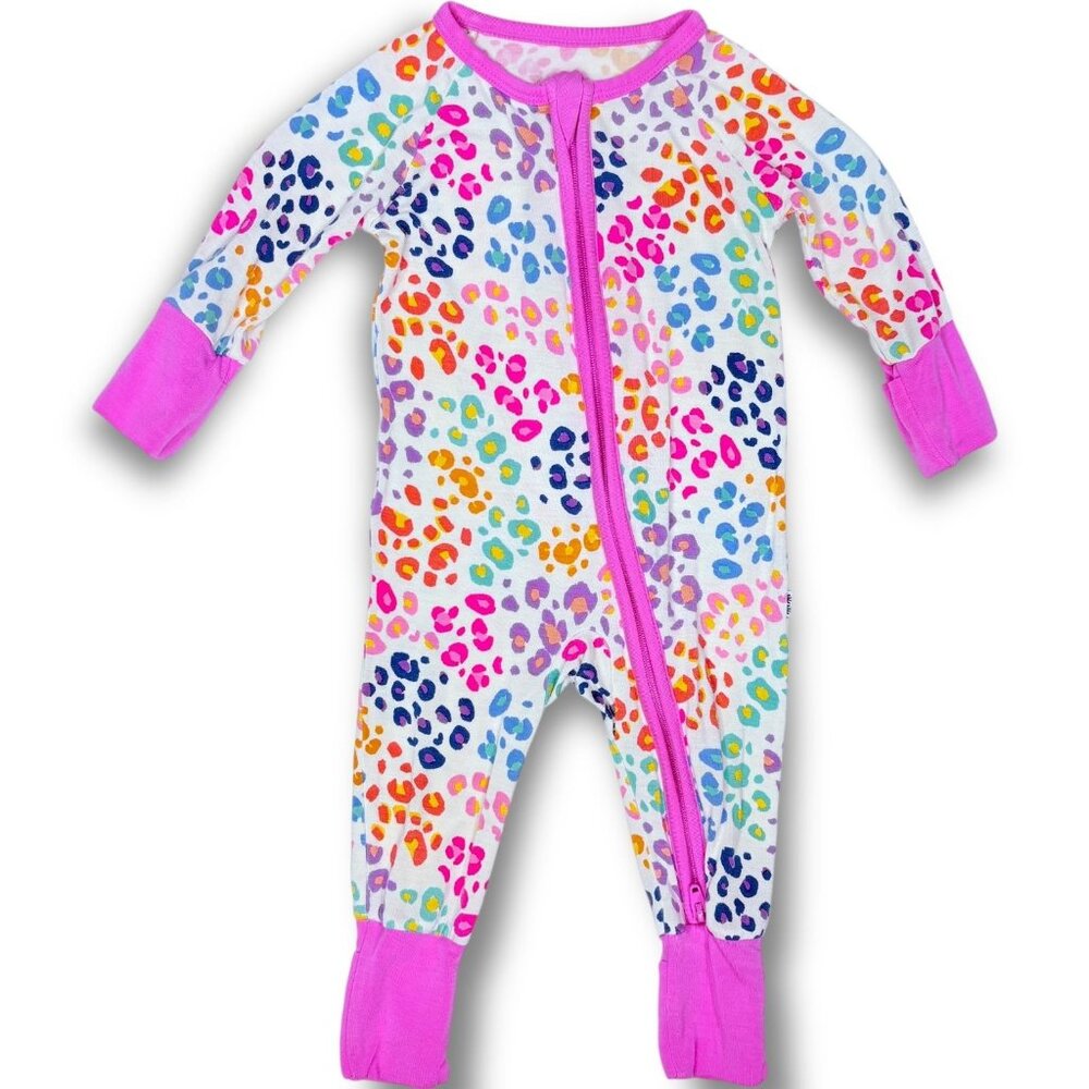 Little Sleepies Rainbow Leopard Bamboo Baby Girl Zippy Sleeper Newborn / NB